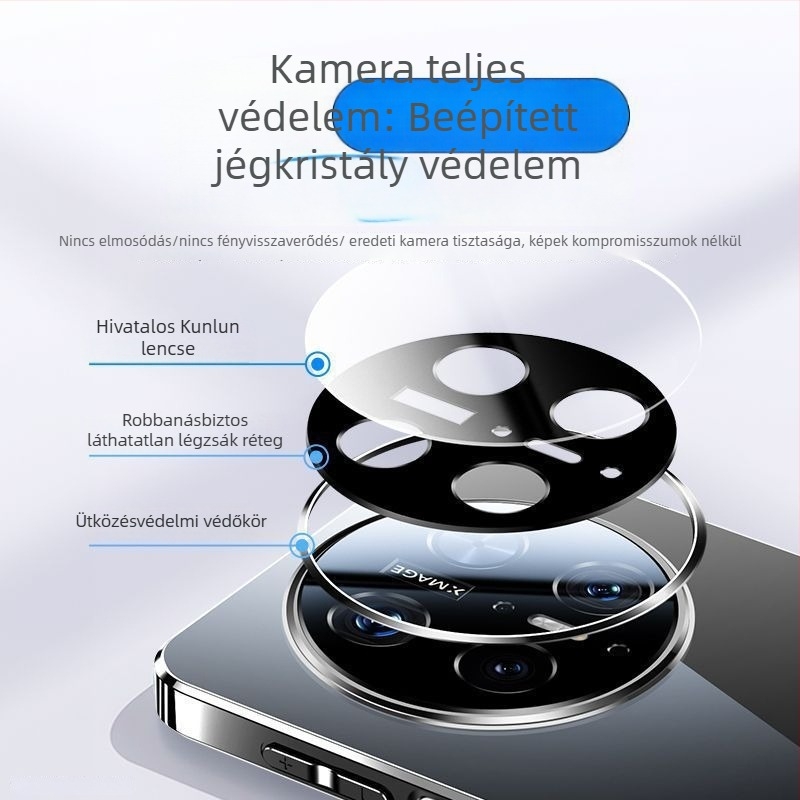 Huawei Mate70 telefonvédő tokkal: teljes objektív védelmet nyújtó kialakítás, tükrös üveg, ütésálló, elektroplatinált felület, hőelvezetés