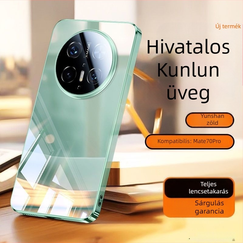 Huawei Mate70 telefonvédő tokkal: teljes objektív védelmet nyújtó kialakítás, tükrös üveg, ütésálló, elektroplatinált felület, hőelvezetés