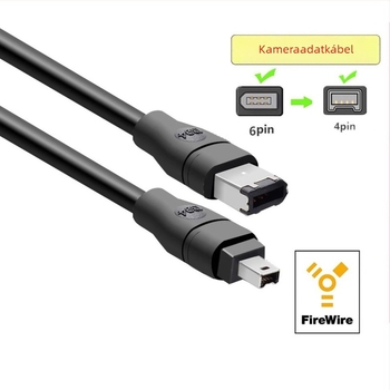 IEEE 1394A adapter kábel ipari kamerákhoz és capture kártyákhoz, FireWire 4P/6P/9P, réz vezető