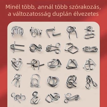Fém kilencláncos puzzle – oktatási fejlesztő játék, dobozos csomagolás, logó testreszabás