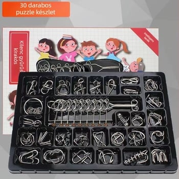 Fém kilencláncos puzzle – oktatási fejlesztő játék, dobozos csomagolás, logó testreszabás