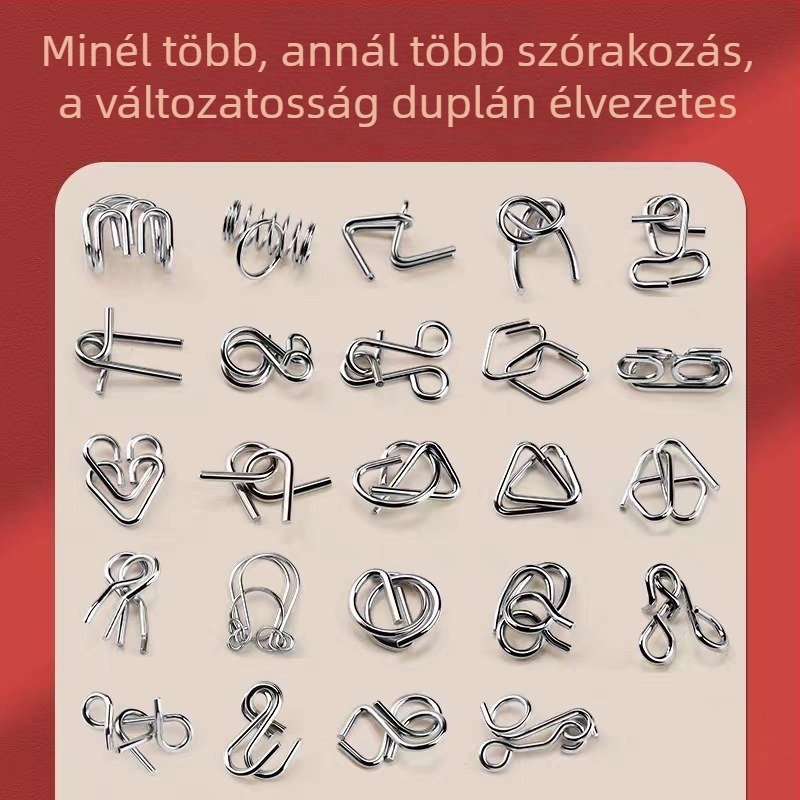 Fém kilencláncos puzzle – oktatási fejlesztő játék, dobozos csomagolás, logó testreszabás