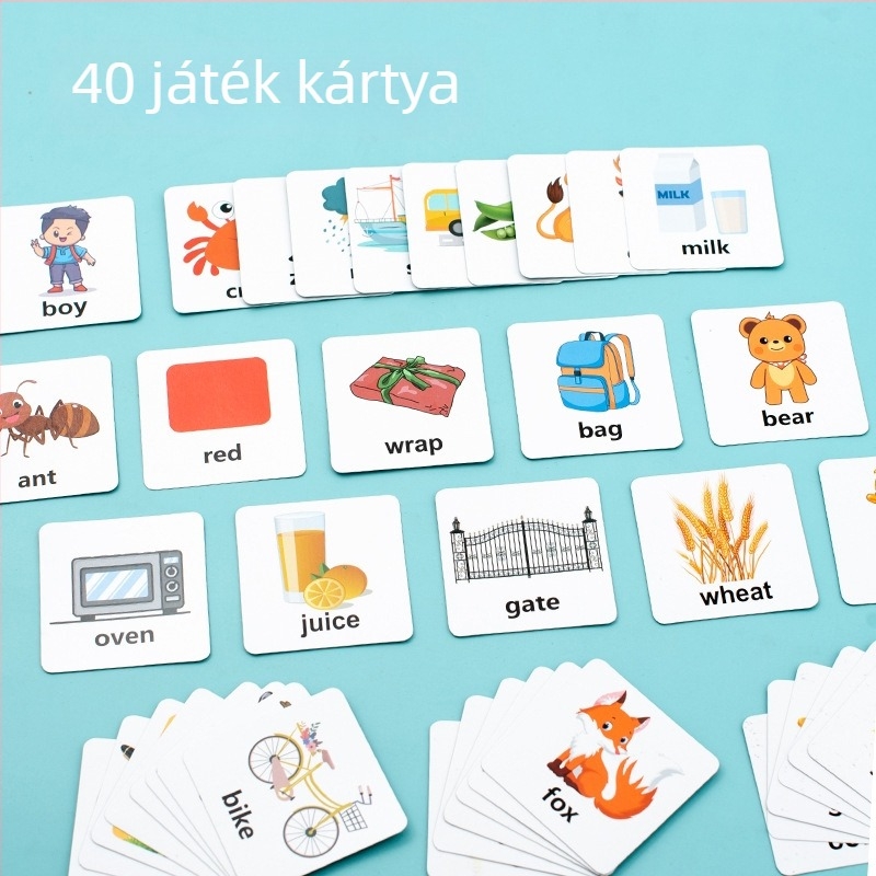 Fából készült szavakkártyák a Montessori korai neveléshez – építőblokkok 4–6 éveseknek, helyesírási játék, OEM logó