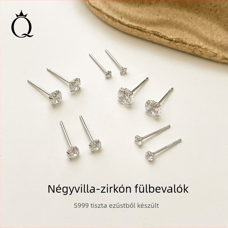 JOLLY'S fülbevalók • 99% tisztaságú ezüst • Geometriai forma • Tiszta ezüst fülbevaló tüske • Seiko megmunkálás