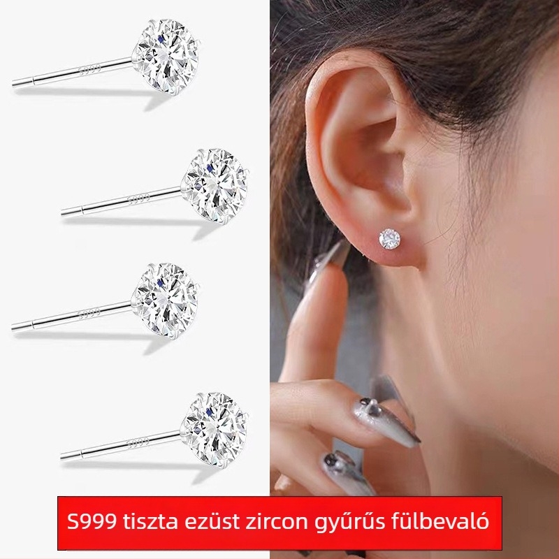 JOLLY'S fülbevalók • 99% tisztaságú ezüst • Geometriai forma • Tiszta ezüst fülbevaló tüske • Seiko megmunkálás