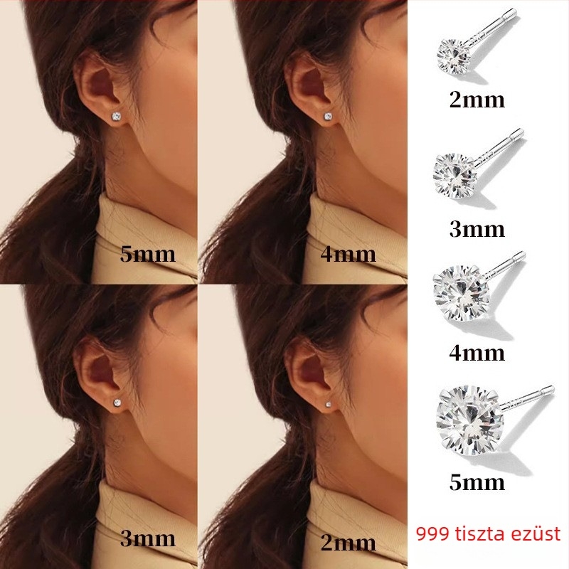 JOLLY'S fülbevalók • 99% tisztaságú ezüst • Geometriai forma • Tiszta ezüst fülbevaló tüske • Seiko megmunkálás