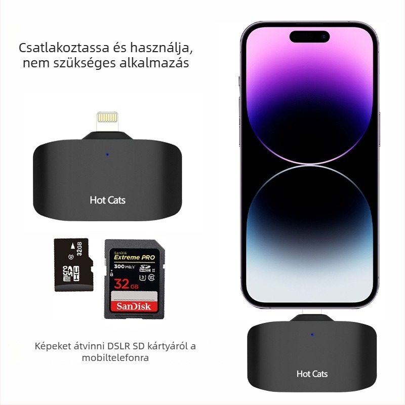 HOTCATS MK01 USB Type-C All-in-One SD/TF kártyaolvasó – 3.0 interfész, PC és mobiltelefon használathoz