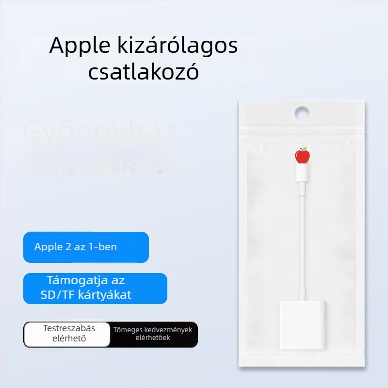 Külső kétportos SD/TF kártyaolvasó okostelefonokhoz és számítógépekhez, kompatibil iPhone 15-tel és Huawei telefonokkal, Type-C/Apple interfész