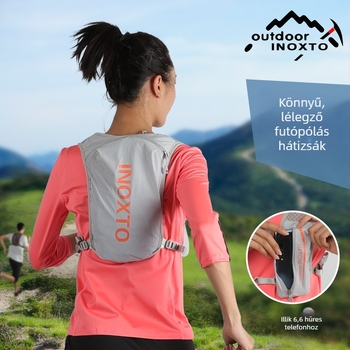 Sport hátizsák futáshoz és túrázáshoz, 5L-es hidratációs rekesz, nylon anyag, uniszex kialakítás, légpárnás vállpántok, modell 591