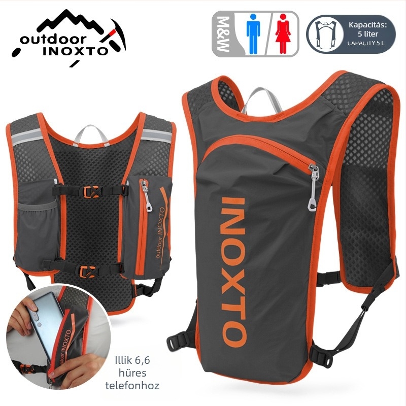 Sport hátizsák futáshoz és túrázáshoz, 5L-es hidratációs rekesz, nylon anyag, uniszex kialakítás, légpárnás vállpántok, modell 591
