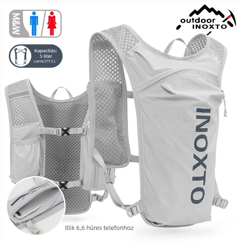 Sport hátizsák futáshoz és túrázáshoz, 5L-es hidratációs rekesz, nylon anyag, uniszex kialakítás, légpárnás vállpántok, modell 591