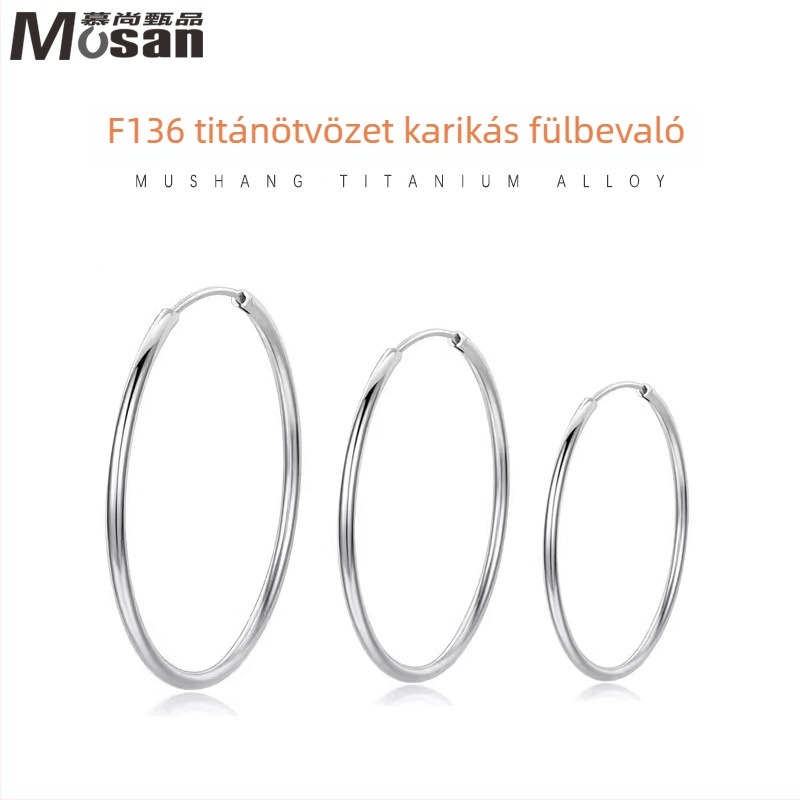 F136 Titániumötvözetű egyszerű kör fülbevalók nőknek – finom luxus, kiemelkedő elegancia, G23 titán oversized körpár fülbevaló