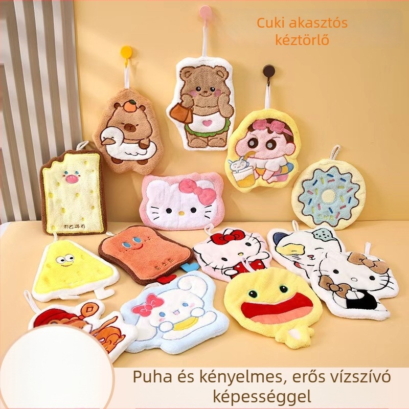 Akasztóval ellátott konyhai törölköző hímzéssel, korallflízzel, 120d fonal, 30-50 g, testreszabható