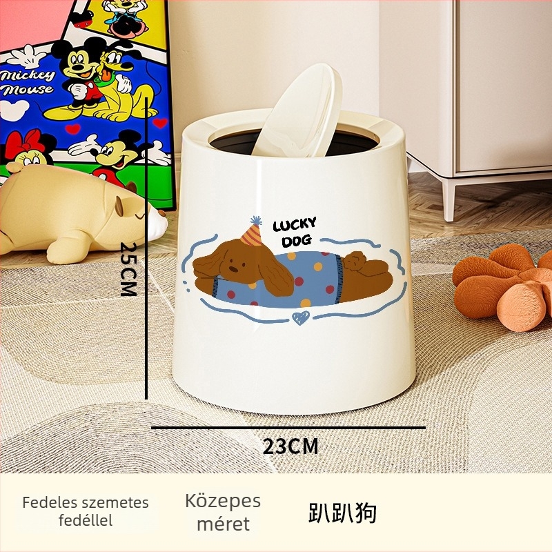 Műanyag hordó alakú szemetes, 12 L+ kapacitás, háztartási használatra, push-típusú nyitás