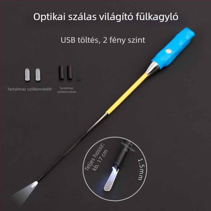 Shunwanjia világító fültisztító kanál vizuális endoszkóppal, USB töltés, rozsdamentes acél