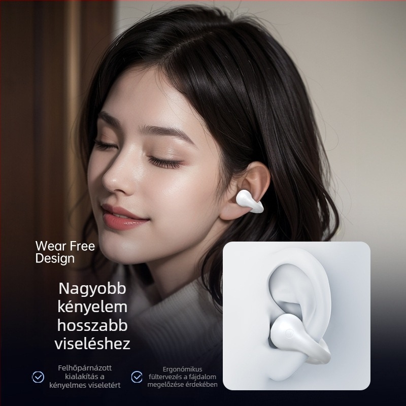 Bluetooth csontvezetéses fülhallgató, klipszes kialakítás, vezeték nélküli, 15 m hatótáv, 8+ óra üzemidő, Bluetooth 5.0, hívások és zene