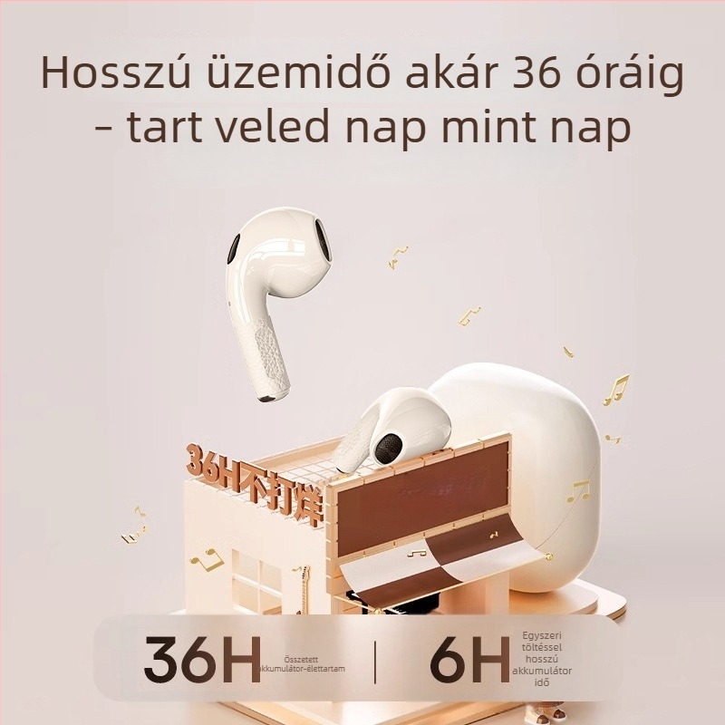 In-ear vezeték nélküli fejhallgató Bluetooth 5.0-val, 10 m hatótávolság, 4–8 órás üzemidő, 360° térhangzás