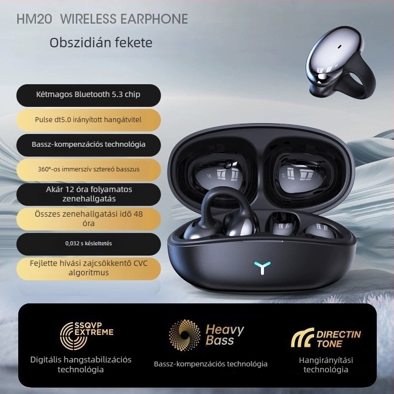 In-ear vezeték nélküli fejhallgató Bluetooth 5.0-val, 10 m hatótávolság, 4–8 órás üzemidő, 360° térhangzás