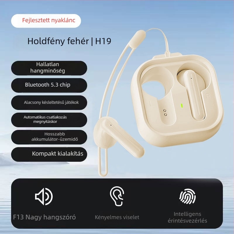 H19 Privát modell vezeték nélküli Bluetooth fülhallgató – Zajcsökkentés, Bluetooth 5.0, 5 m hatótávolság, Akár 4 óra üzemidő, Sportos stílus