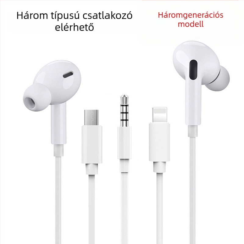 3,5 mm-es USB-C adapter Apple vezetékes fülhallgatókhoz (2. és 3. generáció) – Android-kompatibilis, in-ear dizájn