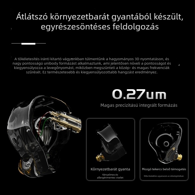 In-ear vezetékes fülhallgató cserélhető kábelekkel, mikrofon, 3,5 mm L-formájú csatlakozó, 10 mm meghajtó, 20–40000 Hz, 1,25 m kábel