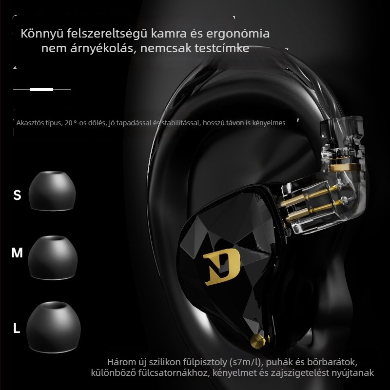 In-ear vezetékes fülhallgató cserélhető kábelekkel, mikrofon, 3,5 mm L-formájú csatlakozó, 10 mm meghajtó, 20–40000 Hz, 1,25 m kábel