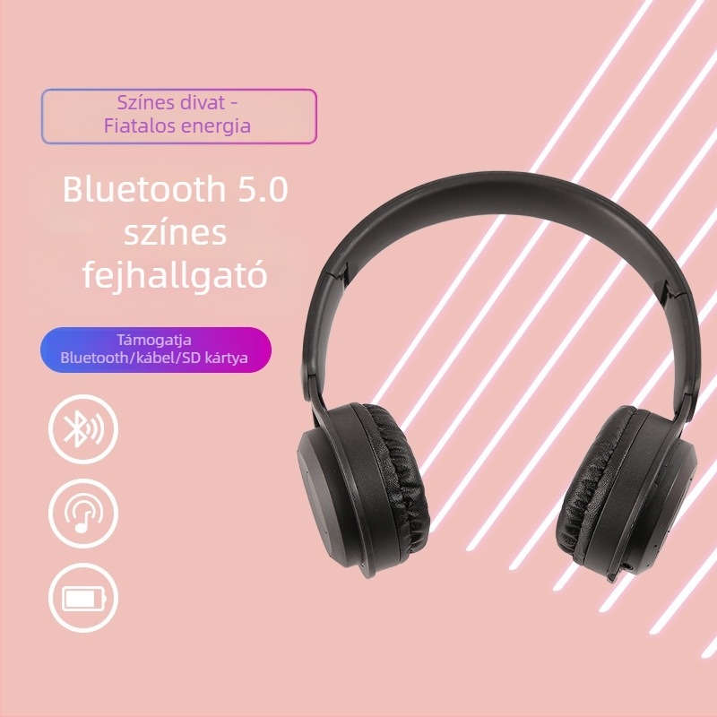 Y08 Bluetooth fejhallgatő fejre – Mély basszus, összecsukható, 10 m hatótáv, Bluetooth 5.0, IPX4, 4–8 óra, NFC