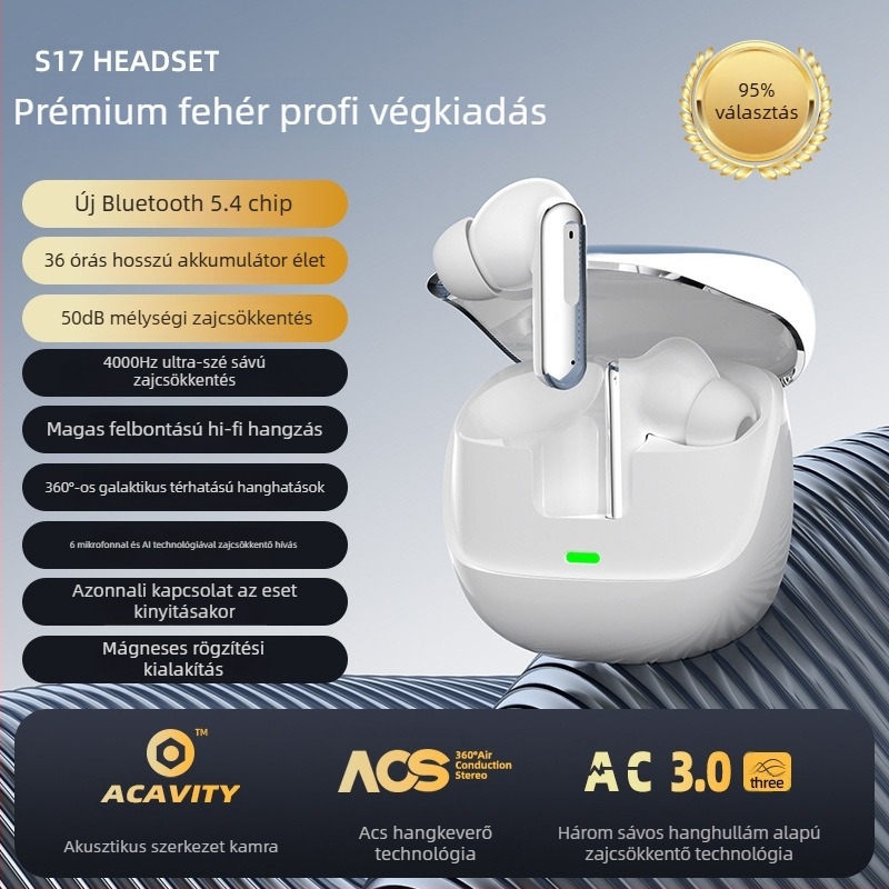 In-Ear Bluetooth fülhallgató zajszűrővel, sportos, 0-4 óra üzemidő, 10 m hatótávolság
