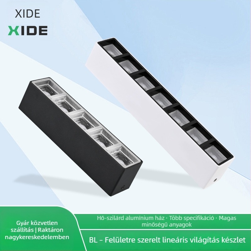 LED lineáris világításhoz való ház, felületre szerelhető, öntött alumínium test, modell Bl-surface mounted linear light, kompatibil LED 2835-ös forrás