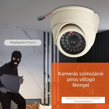 Beltéri LED-es hamis megfigyelő kamera műanyag házban, védőalkatrészekkel