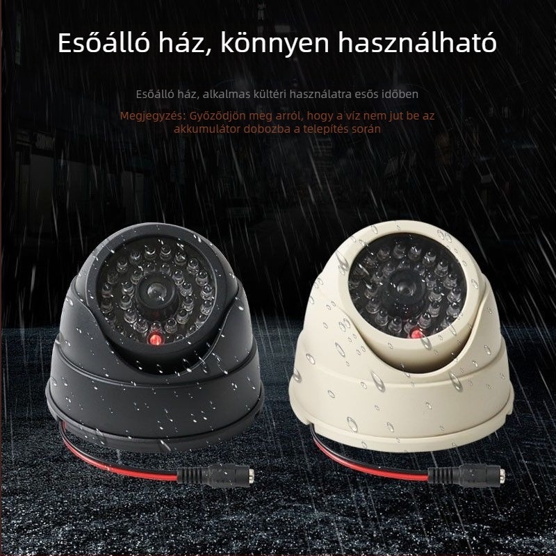 Beltéri LED-es hamis megfigyelő kamera műanyag házban, védőalkatrészekkel
