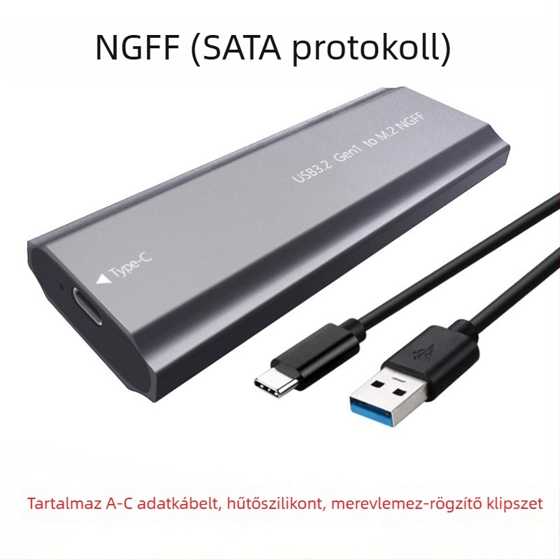 M.2 SSD tokozat USB 3.1 Type-C-vel – Alumíniumötvözet, NGFF/MVMe kettős protokollal, akár 8TB-ig, modell TNP07