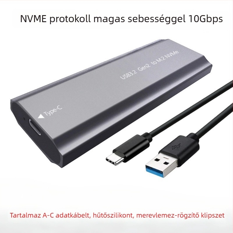M.2 SSD tokozat USB 3.1 Type-C-vel – Alumíniumötvözet, NGFF/MVMe kettős protokollal, akár 8TB-ig, modell TNP07