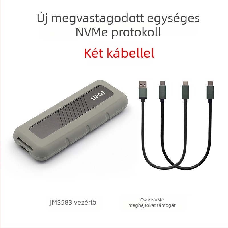UPQI NVMe M.2 külső SSD-ház kettős protokollal, USB 3.2 Type-C, alumínium ötvözet, modell S-N0C2/3