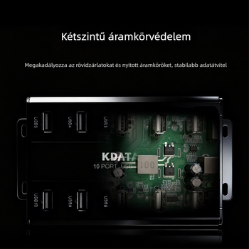 Kdata GH USB 2.0 hub külső tápellátással, 1,8 m kábel, átviteli sebesség 1000 MB/s