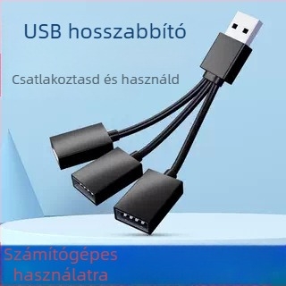 Autós USB 2-portos osztó hub, USB 2.0, kábel 10–12 cm, tápellátás nélkül