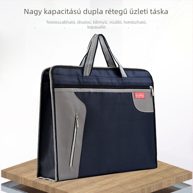Seven Feathers Vászon dokumentumtáska fogantyúval, dupla cipzárral, 350 g