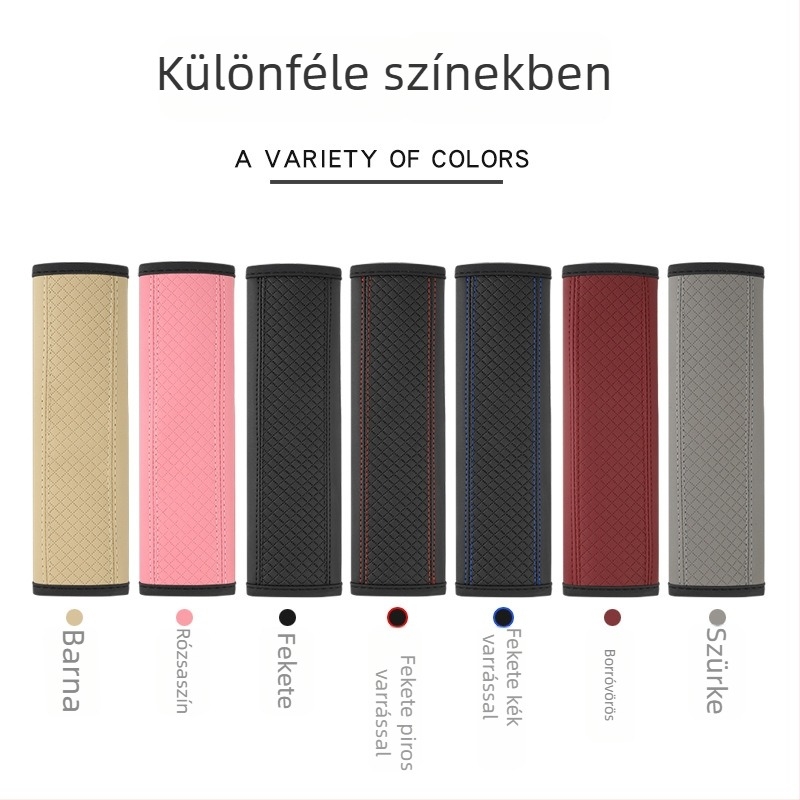 Biztonsági öv vállvédő — rombusz mintás domborítás, Ultrafilm bőr, lélegző, 60 g, praktikus autó kiegészítő