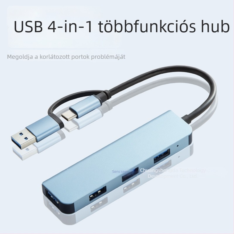 Type-C bővítő dokk 1–5 hubbal és kártyaolvasóval, USB-C interfész, 5GB átviteli sebesség