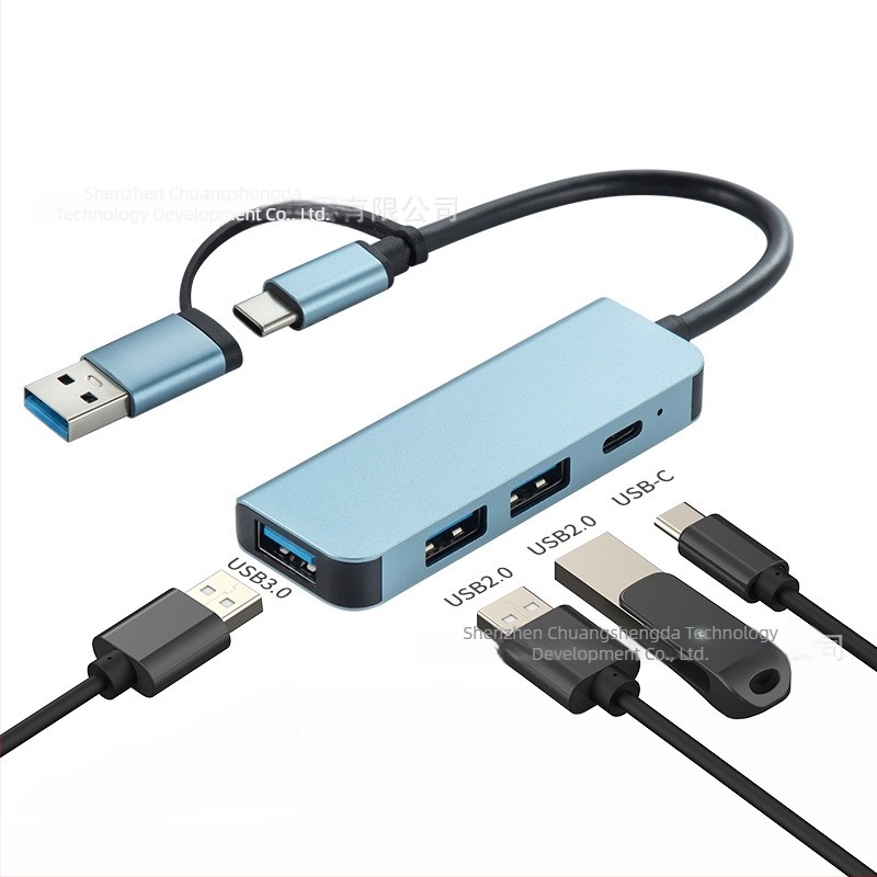 Type-C bővítő dokk 1–5 hubbal és kártyaolvasóval, USB-C interfész, 5GB átviteli sebesség