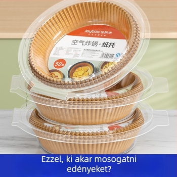 Sütőpapír air fryerhez – márka: Binyi; anyaga: nyersfa cellulóz; bevonat: szilikon; 36 g/m²; kategória: sütőpapír