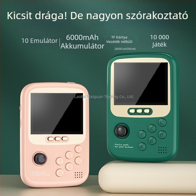 Zsebben tartható játékkonzol power bankkal, kettős joystick arcade, 2 játékos, modell Q19, TYPE-C, vezeték nélküli, PC-kompatibilis