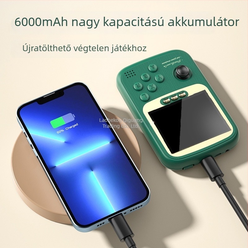 Zsebben tartható játékkonzol power bankkal, kettős joystick arcade, 2 játékos, modell Q19, TYPE-C, vezeték nélküli, PC-kompatibilis