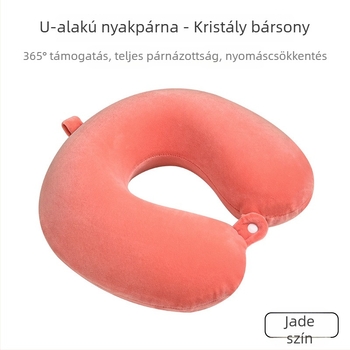 Egyszínű kristály bársony memóriahabos U-alakú párna kerek fejű, levehető és mosógépben mosható huzattal, utazási párna repülőgépekhez