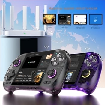 Retro kézibeszélő játékkonzol kettős joystickokkal, 64GB memória, Linux + Android, vezeték nélküli kapcsolat, MP4 videolejátszó