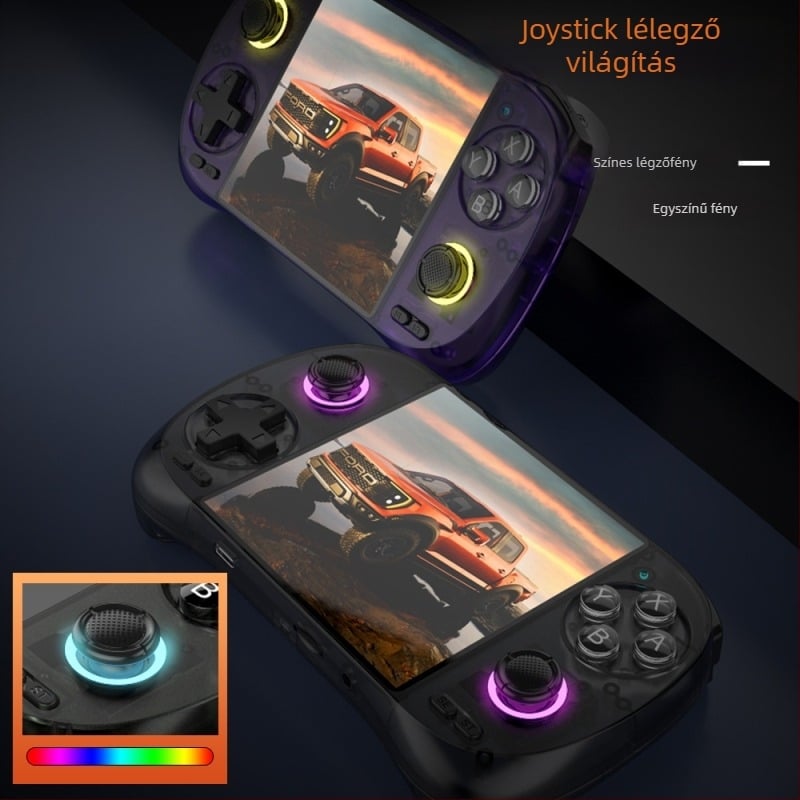 Retro kézibeszélő játékkonzol kettős joystickokkal, 64GB memória, Linux + Android, vezeték nélküli kapcsolat, MP4 videolejátszó