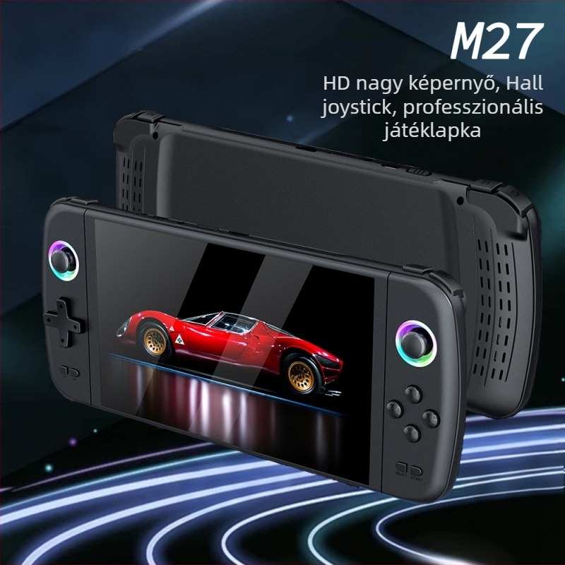 M27 kézi játékkonzol — nosztalgikus retro 3D, kétjátékos arcade, 7 hüvelykes HD kijelző