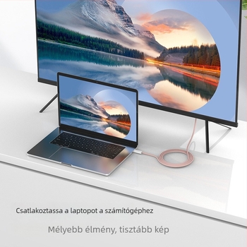 Type-C–HDMI kábel mobiltelefonokra (iPhone 15, Huawei, Samsung) – 1,8 m hosszú, Type-C–HDMI interfész, ónnal bevont réz vezető és nikkel bevonat
