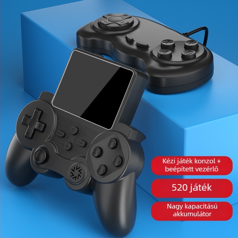 S20 nosztalgikus hordozható játékkonzol 520 beépített játékkal, 8 bites operációs rendszer, két játékos, ABS ház