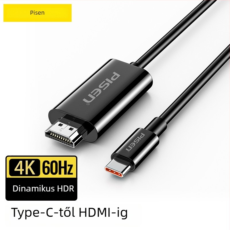 Pinsheng Type-C videókábel mobiltelefonhoz 4K kijelzőhöz DP adapterrel és HDMI konverterrel